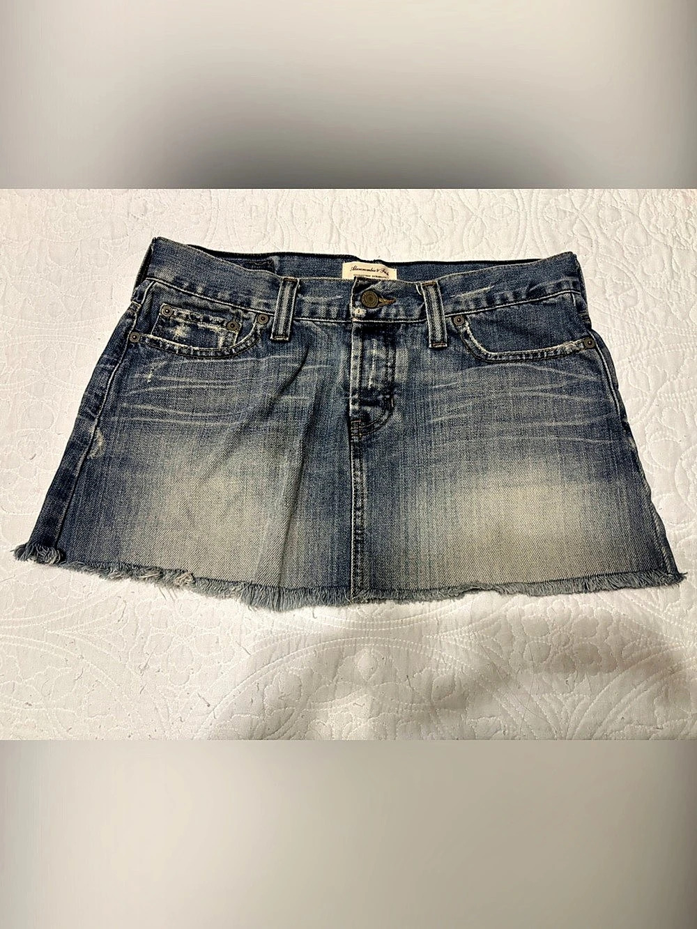Vintage Y2K Abercrombie & Fitch Distressed Denim Mini Skirt Low Rise- Size 6